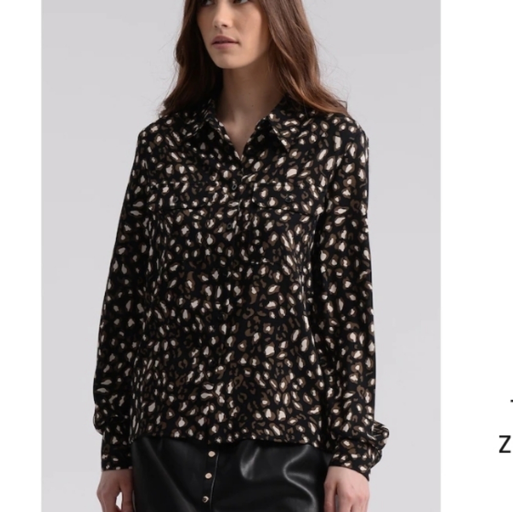 Molly Bracken Button Front Long-sleeve Printed Blouse Size‎ Small